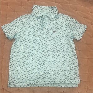 Vineyard Vines Kids Light Blue Fish Print Polo